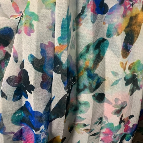 LIKELY Midi Dress 8 Chiffon Sheath Pleated Halter Floral Flowy Party Coquette - Picture 11 of 12